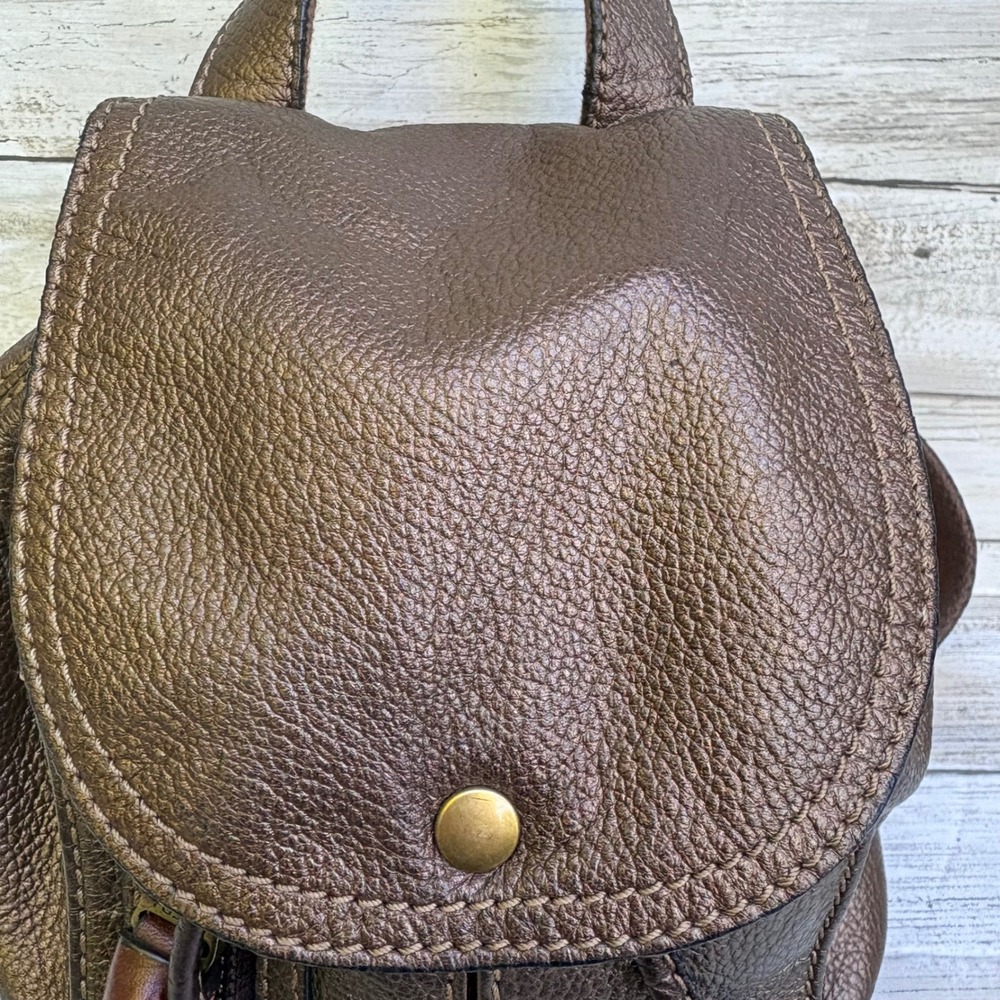 Fossil Mini Backpack Small Bronze Metallic Leather  Boho Bag Travel Casual - Picture 3 of 16